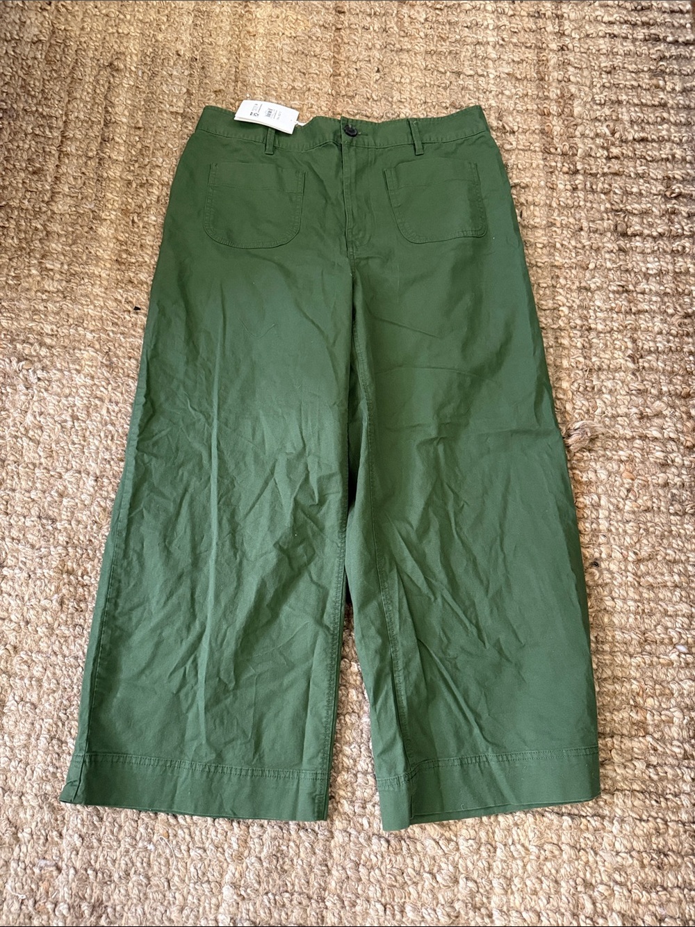 Free Assembly Olive Green Wide-Leg Cotton Pants